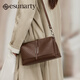 ESUNARTY真皮中年女士包包2026新款大容量單肩媽媽包斜挎包母親節生日禮物 大款檀棕【質(zhì)保10年 植鞣頭層牛皮】