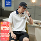 唐獅（TonLion）2025夏男左側前胸文字圖案翻領(lǐng)短袖polo