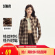 森馬（Semir）長袖襯衫女中長款慵懶寬松落肩秋季chic復(fù)古格紋襯衣101524105004