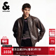 杰克·瓊斯（JACK&JONES）男裝士夾克羊皮革插袋時(shí)尚長(cháng)袖寬松立領(lǐng)經(jīng)典舒適上衣225410002 E09巧克力棕 常規 M （175）