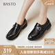 百思圖25牛津鞋時(shí)尚復古學(xué)院女單鞋BV305CA5 黑色 38