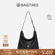 BAGTREE包包樹(shù)圖南植鞣牛皮腋下hobo女包2025年新款單肩斜挎包通勤餃子包 黑色-中號 高級小眾