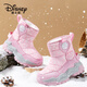 迪士尼（Disney）兒童棉鞋冬季加絨加厚雪地靴戶(hù)外防寒中筒大棉鞋 粉色 33