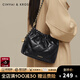 CinvaiKrose包包女包單肩包新款高質(zhì)感鏈條菱格水桶包通勤斜挎包 黑色