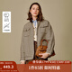 茵曼（INMAN）2025秋冬女裝新款miu系格紋羊毛呢外套百搭半高領(lǐng)寬松短上衣 咖啡-杏色 S