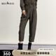 謎底格子蘿卜褲女冬新款復古千鳥(niǎo)格毛呢休閑九分褲234MK1504 灰咖格 M