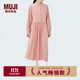 無(wú)印良品（MUJI）IDEE 女式 平織 長(cháng)袖連衣裙 女裝裙子早秋 GAD58C4S 淺粉紅色 均 碼 （165/88A）
