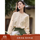 茵曼田園文藝繡花高級感襯衫秋季女通勤薄款上衣 淡香杏-18518197 S
