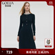 歌莉婭（GOELIA）女裝晚會(huì )氣質(zhì)通勤黑色毛織連身裙1C9L4G890 00B黑色 S