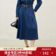 獨束大碼女裝胖mm顯瘦復古牛仔套裝2025春裝氣質(zhì)別致上衣高腰半裙 牛仔藍（半裙） XL (尺碼：3)
