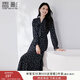 香影氣質(zhì)藍色碎花連衣裙女2025秋季新款法式飄帶領(lǐng)通勤長(cháng)袖雪紡裙 藍花 M 160/84A/95-110斤