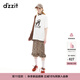 DZZIT地素半身裙2025秋季新款摩登豹紋荷葉邊開叉設(shè)計(jì)中裙女3J3S4026N 深卡其色 S