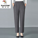 啄木鳥(niǎo)新款媽m媽褲子春秋款女褲媽m媽休閑褲中年老年女褲大尺碼直筒褲奶 麻灰色 高品質(zhì) 902春秋款 3XL 建議120-140斤穿