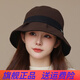 京京怡（JINGJINGYI）秋冬新款褶皺拼布漁夫帽女高品質(zhì)寬檐遮臉盆帽日韓時(shí)尚氣質(zhì)媽媽帽 咖啡色 M(56-58cm)