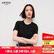 艾諾絲雅詩【商場(chǎng)同款】春秋新品通勤百搭極簡(jiǎn)棉質(zhì)短袖女純色T恤30716103 黑色 S