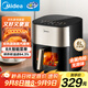 美的（Midea）小炎烤空氣炸鍋上下雙熱源 可視大視窗免翻面 家用多功能智能觸屏 6L實(shí)用大容量 金屬內腔 KZC6054