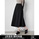 初語(yǔ)簡(jiǎn)約分割設計仿毛呢半身裙女2024秋冬a字裙百搭高腰長(cháng)裙子 黑色 L