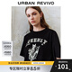 UR2025秋季新款女裝美式復古貓咪印花寬松短袖T恤UYY450073 正黑 M