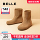 百麗（Belle）黃油吐司顯瘦西部靴女勃肯短靴D2M1DDZ4 棕色 37 (235mm)