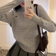 妙奕嘉毛衣女針織衫打底衫2025新款秋冬寬松長(cháng)袖上衣內搭女裝慵懶風(fēng)洋氣 圓領(lǐng)小馬刺繡麻花毛衣【灰色】 均碼 【建議128斤內】