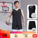 喬丹QIAODAN運動(dòng)套裝男籃球服套裝吸濕速干背心短褲運動(dòng)服球衣