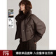 ELLE90白鴨絨深棕色短款皮羽絨服女2024冬裝新款簡(jiǎn)約氣質(zhì)保暖外套 深棕 S