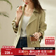尚都比拉秋季風(fēng)衣外套女西裝領(lǐng)時(shí)尚百搭短款寬松顯瘦小個(gè)子女裝 卡其色 XL