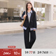 MsShe【仿牛仔拼接條紋假兩件套裝】大碼女裝2025新款秋裝胖mm外套女 外套-藏青藍(lán)色現(xiàn)貨 2XL