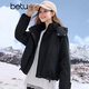 百圖（betu）女裝冬季新款羽絨服潮流挺括有型工裝風(fēng)羽絨外套女2510T03 黑色 M