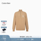 Calvin Klein Jeans秋季男士ck休閑通勤純棉字母半拉鏈開(kāi)襟寬松衛衣J322623 HDR-卡其色 S