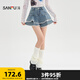 三福半身裙2025秋季蕾絲花邊短裙內(nèi)襯牛仔蛋糕裙女裝508227 深藍 S