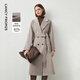 朗姿【羊毛Basic衣櫥】純羊毛法式通勤大衣系帶修身毛呢外套冬季 煙灰色2 L
