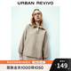 UR春季新款女裝簡約百搭翻領(lǐng)撞色紐扣寬松針織衫UWU940040 卡其 M