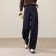 ESE-Y逸陽(yáng)加絨深藍色彎刀牛仔褲2025秋冬新款不易褪色寬松闊腿香蕉褲 深藍色-常規 31
