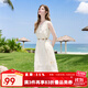 百圖betu女裝2025夏季新款連衣裙無(wú)袖羽毛流蘇背心氣質(zhì)裙子女2506T52 淺杏色 M