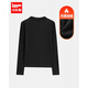 IEF/愛(ài)依服針織衫打底衣女2025秋季新款韓版時(shí)尚百搭基礎款長(cháng)袖上衣 黑（薄絨款） S
