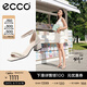愛(ài)步（ECCO）一字帶涼鞋女 倪妮同款夏季高跟增高涼鞋羅馬涼鞋  塑雅213343 石灰色21334301378（牛皮革）   35 （偏大，建議選小一碼）