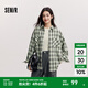 森馬[商場(chǎng)同款]長(zhǎng)袖襯衫女中長(zhǎng)款oversize春2025新款格紋上衣復(fù)古 綠色調(diào)00444 M (160) /84A