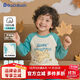 巴帝巴帝嬰幼兒童純棉秋衣秋褲保暖套裝男女寶睡衣家居服湖綠 開(kāi)心小狗120