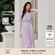 珂萊蒂爾【玫瑰裙】2025夏季新款減齡收腰短袖連衣裙女優(yōu)雅氣質(zhì)長(cháng)裙 淡紫 M