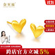 金至福愛(ài)心黃金耳釘女5G復古拉絲足金耳飾送老婆送女友七夕情人節禮物女 約1.7克（多退少補）