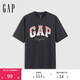 GAP男女裝2025夏季新款棉質(zhì)雙色拼接logo短袖T恤寬松上衣727951