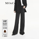 MO&Co.牛仔褲天絲棉混紡洗磨做舊黑中低腰及地直筒闊腿摩安珂 牛仔黑色 M 27