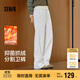 森馬（Semir）發(fā)熱抑菌抓絨抽繩分割寬松2025百搭闊腿褲女冬休閑褲109725127001