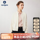 Navigare意大利小帆船女全羊毛針織短外套棒球領(lǐng)休閑開衫2331304501 白 L