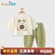 優(yōu)奇兒童套裝卡通紗布套裝嬰兒春秋季a類(lèi)寶寶萌趣男女童分體兩件套