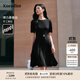 珂萊蒂爾【桑蠶絲】2025年夏季新款優(yōu)雅浪漫氣質(zhì)時尚釘鉆連衣裙女 黑色 L