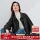 尚都比拉秋季簡(jiǎn)約時(shí)髦設計感經(jīng)典百搭短款外套女皮夾克 黑色 L 