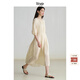 旅途原品（ltyp）真絲連衣裙亞麻優(yōu)雅休閑褶皺六F分袖女冬季帶文藝中長(cháng)裙 淺干草黃-肌理提花-真絲亞麻 M 160cm（現貨）