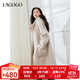 LAGOGO連帽毛呢大衣女拉谷谷2024年冬季新款綿羊毛高級感長(cháng)款外套 米色 M
